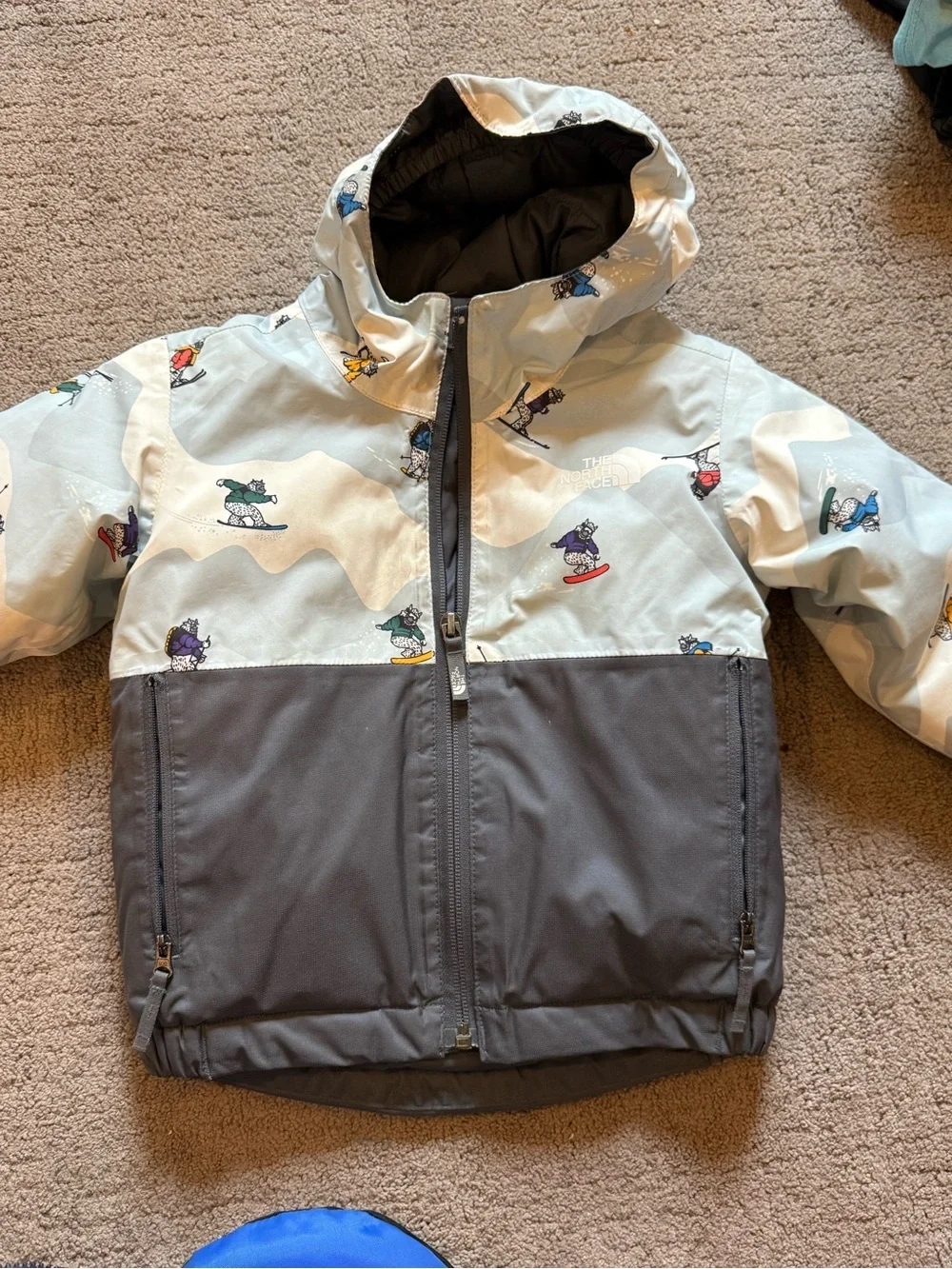 The North Face Kids' SnowQuest Ski Puffer Jacket with Snowboard Print